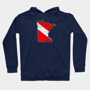 Minnesota Dive Flag Scuba Diving State Map Dive Flag Distressed Hoodie